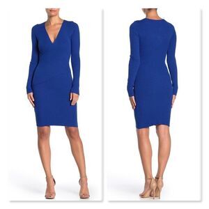 Free Press Rib Knit Wrap Dress in Blue